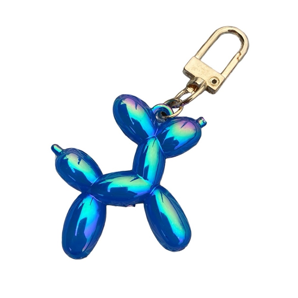 Blue Iridescent Multichrome Balloon Dog Bag Charm Keychain